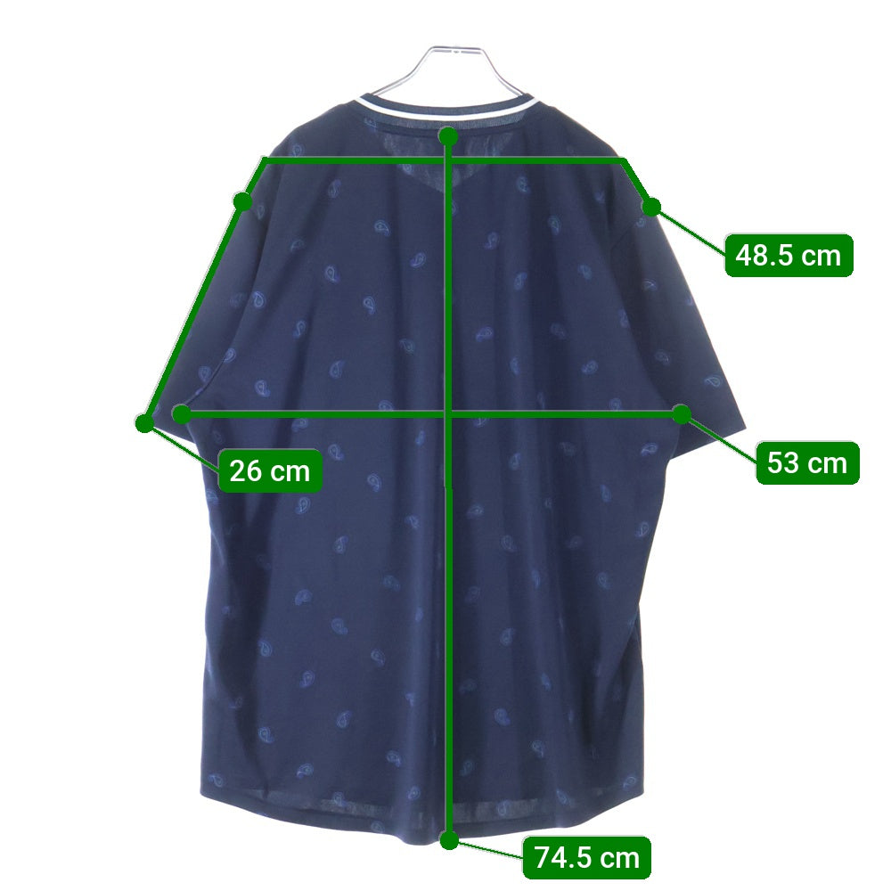 HUF(ハフ) PAISLEY WARM UP JERSEY ペイズリー ウォームアップジャージー Vネック半袖Tシャツ ネイビー