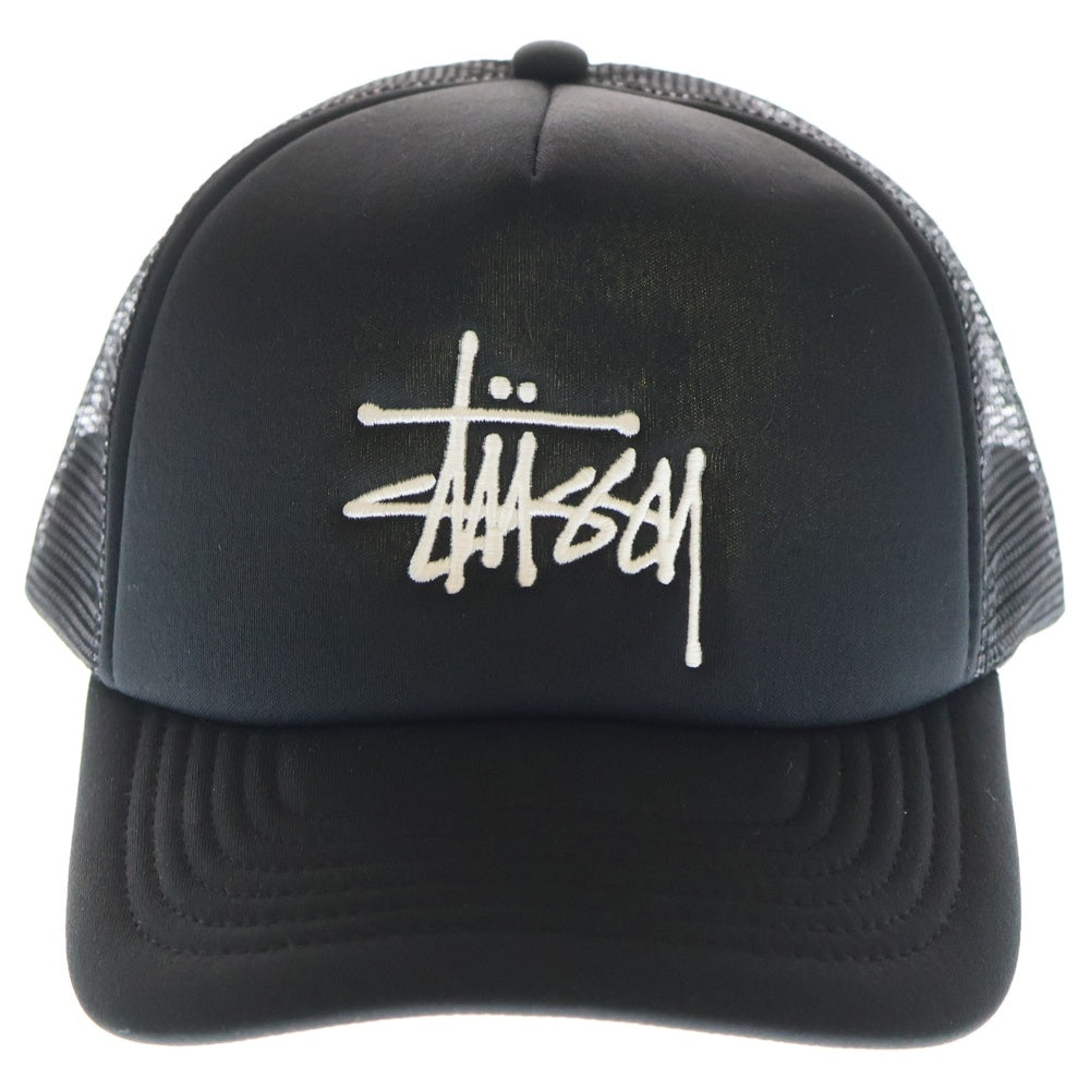 STUSSY(ステューシー) Logo Cap ロゴ刺繍 トラッカーキャップ 帽子 ブラック