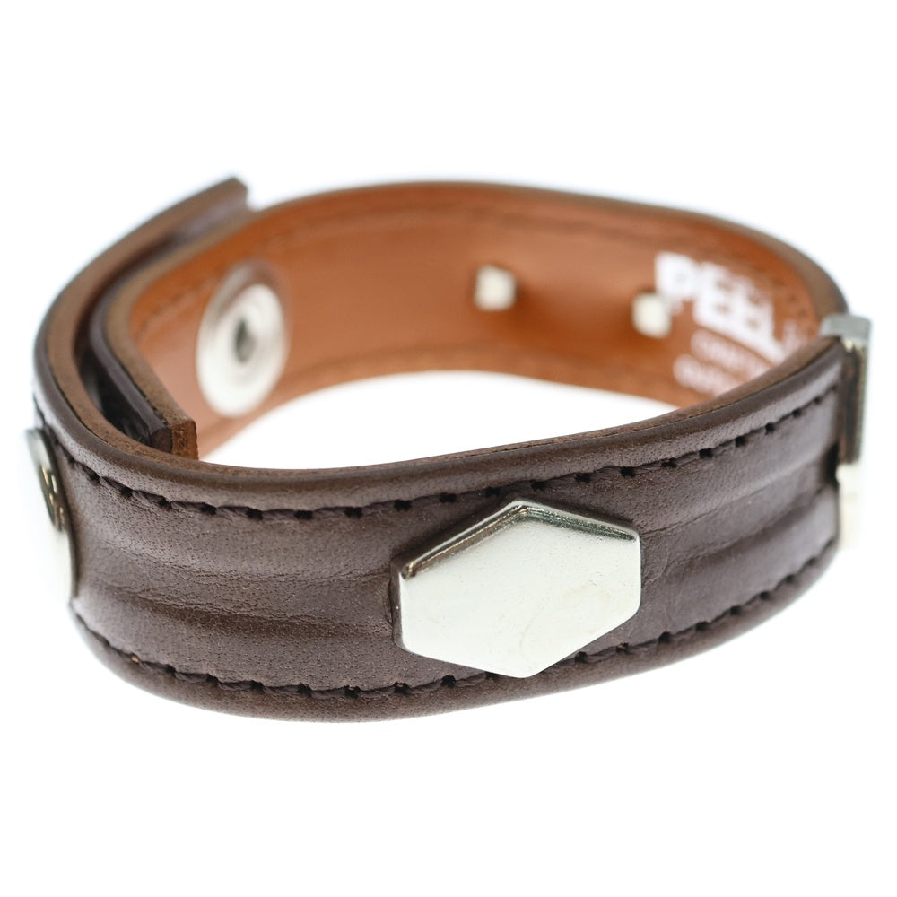 PEEL&LIFT(ピールアンドリフト) LEATHER BRACELET スタッズレザーブレスレット ブラウン