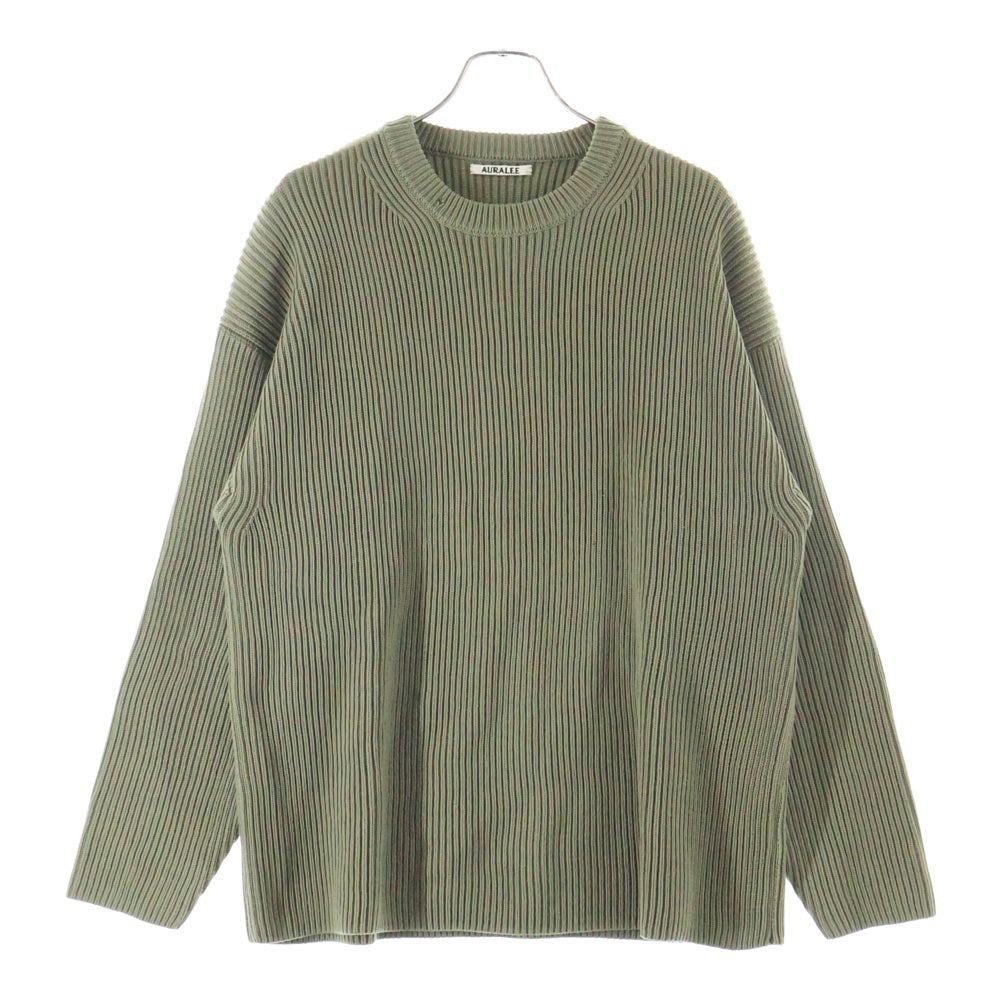AURALEE(オーラリー) SUPER FINE WOOL RIB KNIT クルーネックウールニットセーター ベージュ A8AP02RK