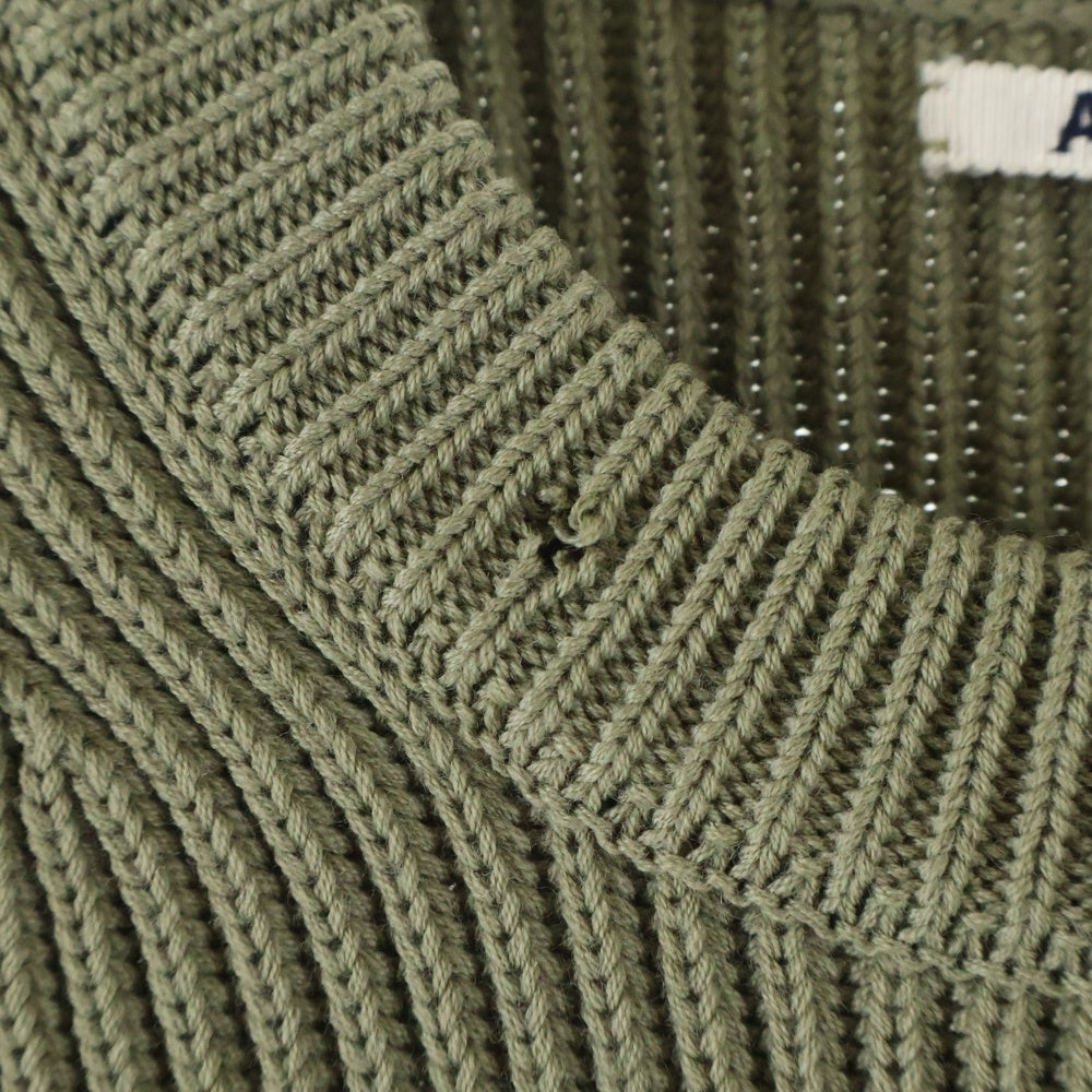 AURALEE(オーラリー) SUPER FINE WOOL RIB KNIT クルーネックウールニットセーター ベージュ A8AP02RK