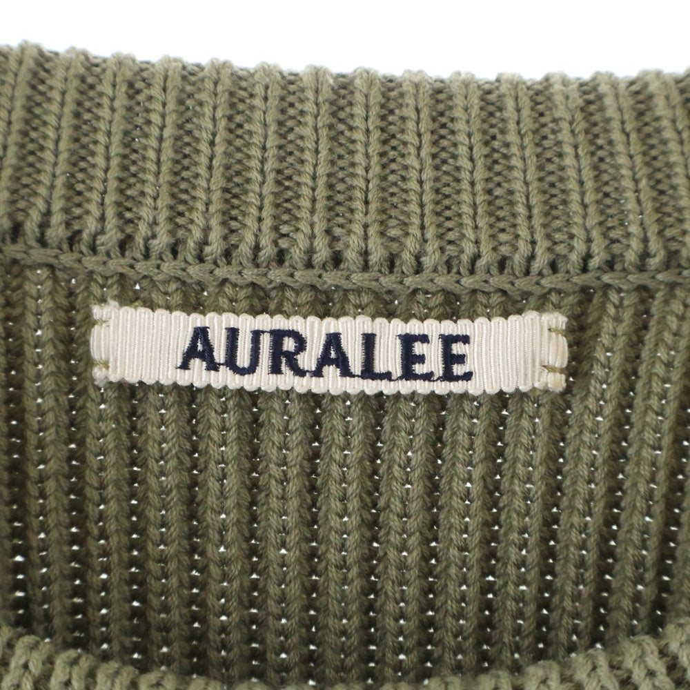 AURALEE(オーラリー) SUPER FINE WOOL RIB KNIT クルーネックウールニットセーター ベージュ A8AP02RK