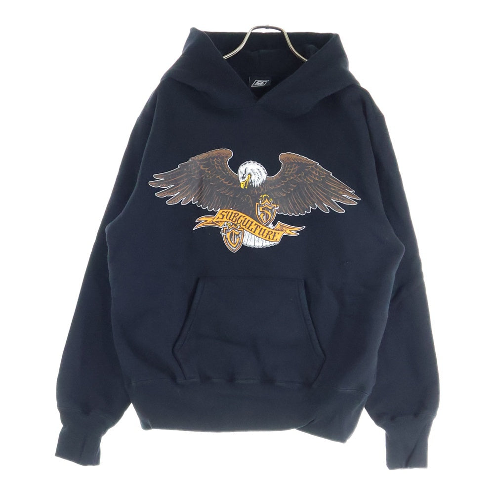 SUBCULTURE(サブカルチャー) 22AW HOODIE(EMBLEM EAGLE) イーグルエンブレム プルオーバースウェットパーカー フーディー ブラック SCHP-A2205