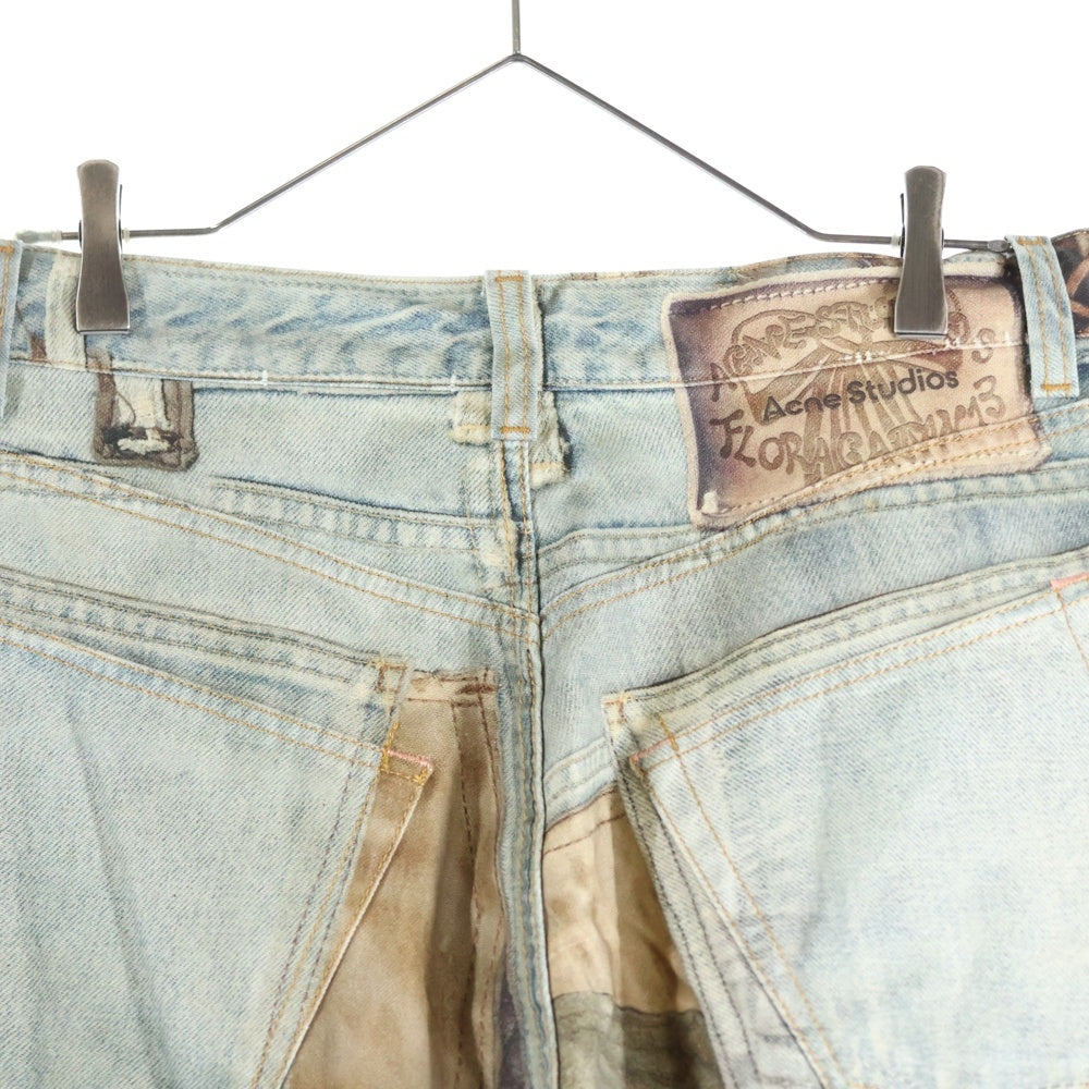 Acne Studios(アクネ ストゥディオズ) Super Baggy Fit Transfer Print Jeans 転写プリント トロンプルイユ スーパーバギーパンツ インディゴ FN-MN-TROU000960 B00344-