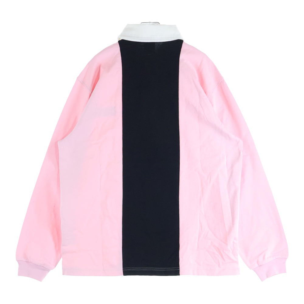 Palace Skateboards(パレススケートボーズ) Paly Rugby ロゴ刺繍 ラガーシャツ 長袖ポロシャツ ピンク P28ES029