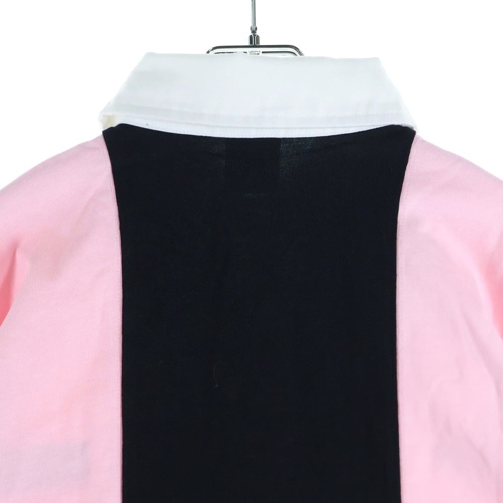 Palace Skateboards(パレススケートボーズ) Paly Rugby ロゴ刺繍 ラガーシャツ 長袖ポロシャツ ピンク P28ES029