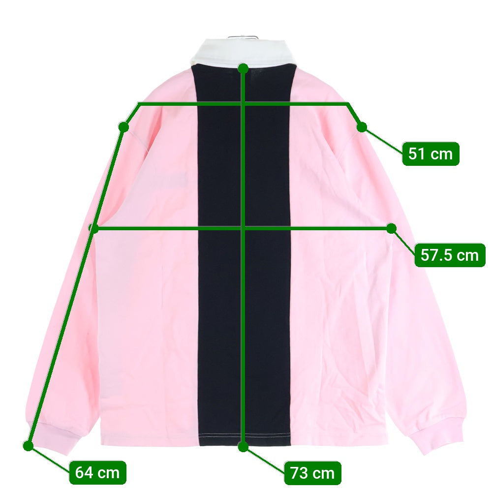 Palace Skateboards(パレススケートボーズ) Paly Rugby ロゴ刺繍 ラガーシャツ 長袖ポロシャツ ピンク P28ES029