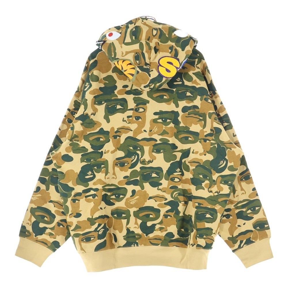 A BATHING APE(アベイシングエイプ) ×KIDSUPER CAMO SHARK FULL ZIP HOODIE キッドスーパー カモフラージュ 迷彩 フルジップアップスウェットパーカー フーディー カーキ 001ZPL231909C