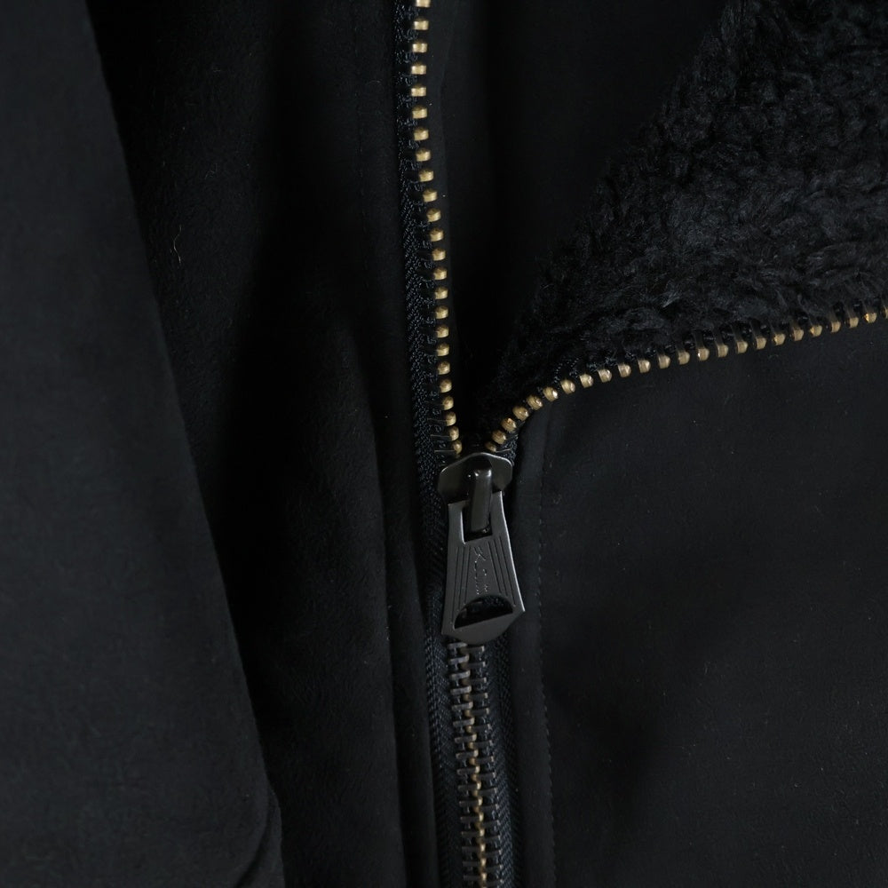 ANCELLM(アンセルム) ヴィーガンレザー ボア ジップジャケット フェイクムートンジャケット ブラック ANC-JK39-A