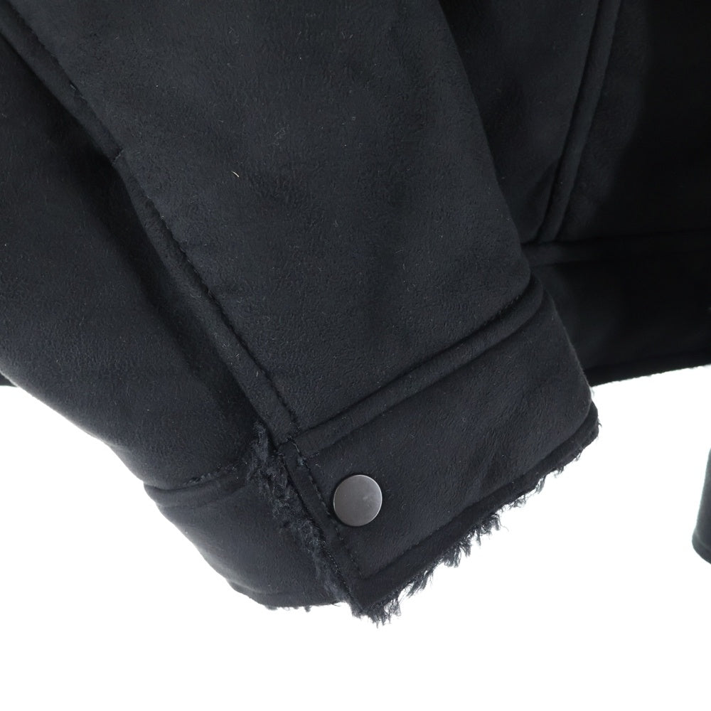 ANCELLM(アンセルム) ヴィーガンレザー ボア ジップジャケット フェイクムートンジャケット ブラック ANC-JK39-A