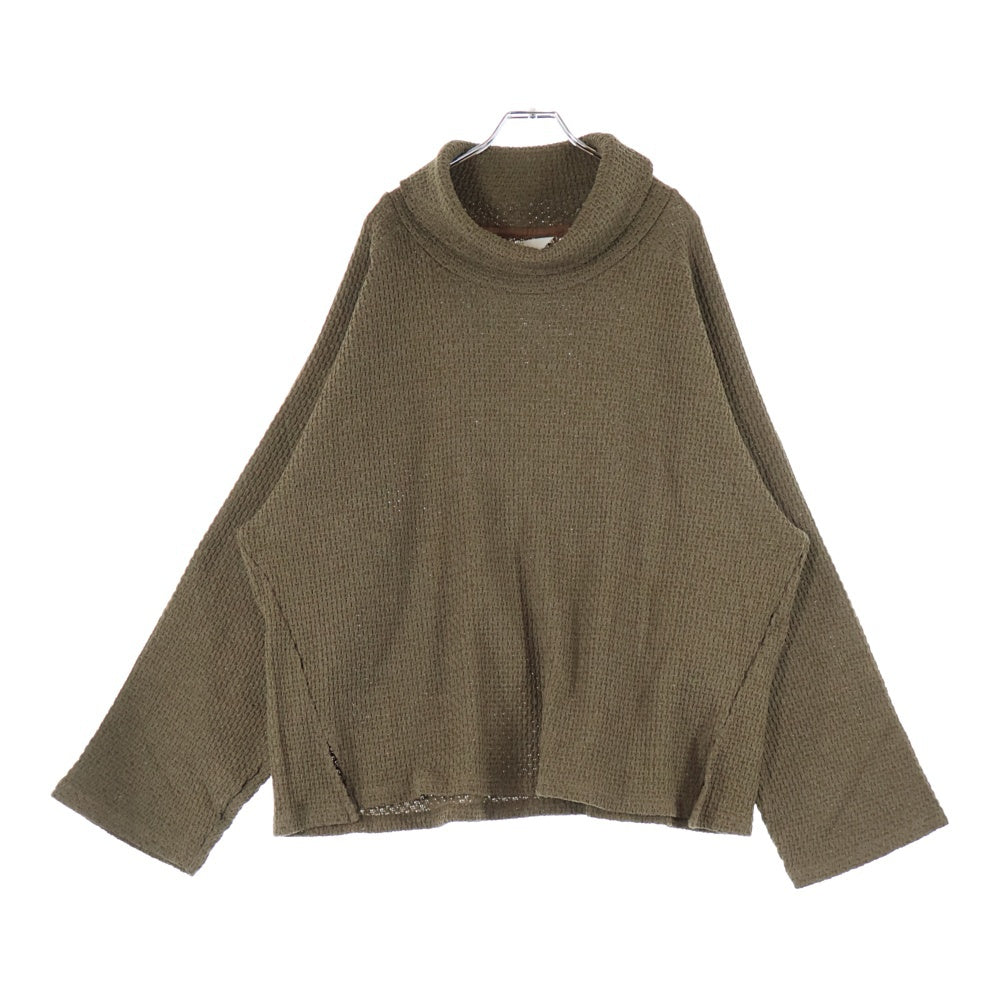 ANCELLM(アンセルム) CHAIN KNIT HI-NECK LS T-SHIRT ハイネック ニットセーター 長袖Tシャツ ブラウン ANC-CT36