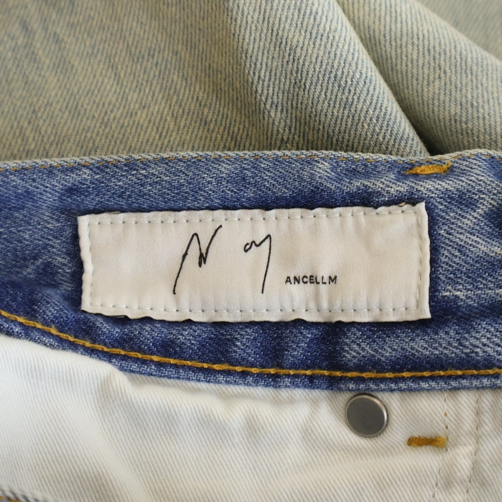 ANCELLM(アンセルム) DAMAGE SELVEDGE DENIM STRAIGHT 5P PANTS ダメージ加工 デニムストレートパンツ インディゴ ANC-PT11-B