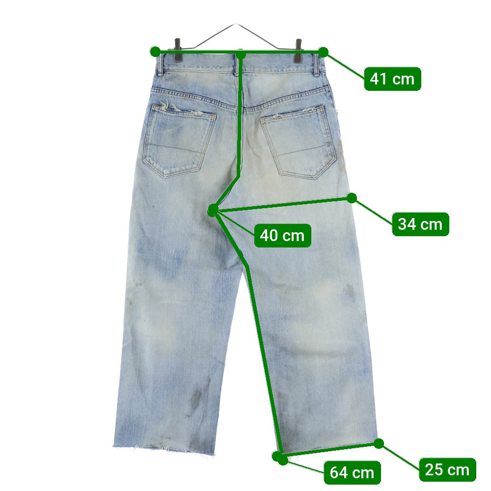 ANCELLM(アンセルム) DAMAGE SELVEDGE DENIM STRAIGHT 5P PANTS ダメージ加工 デニムストレートパンツ インディゴ ANC-PT11-B