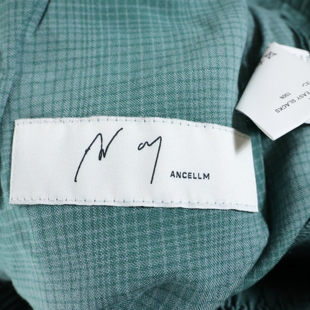 ANCELLM(アンセルム) RAYON EASY SLACKS レーヨン イージースラックス チェックパンツ グリーン ANC-PT22