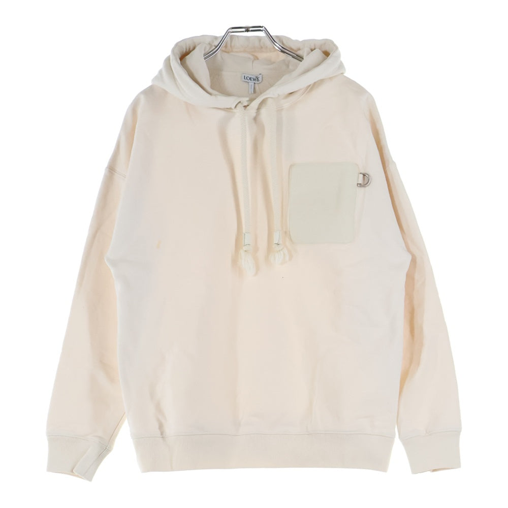 LOEWE(ロエベ) Anagram Patch Hoodie レザーアナグラムパッチ プルオーバースウェットパーカー フーディー アイボリー H526Y25X31