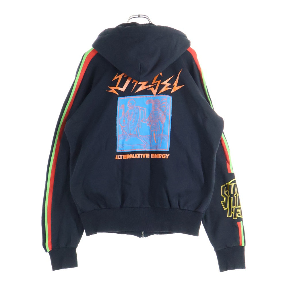 DIESEL(ディーゼル) HAUTE KULTUR HOODIE オート カルチャー ジップアップフーディー パーカー ブラック/レッド