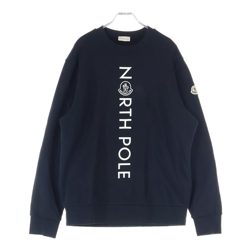 MONCLER(モンクレール) 23AW FELPA GIROCOLLO NORTH POLE SWEATSHIRT ノースポールフロントラバーデザインスウェットトレーナー I20918G00028