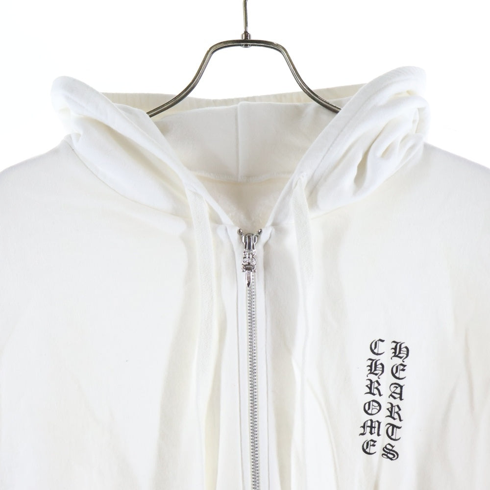CHROME HEARTS(クロムハーツ) SWTSHRT HD ZIP アームロゴプリント ダガージップアップスウェットパーカー フーディー ホワイト