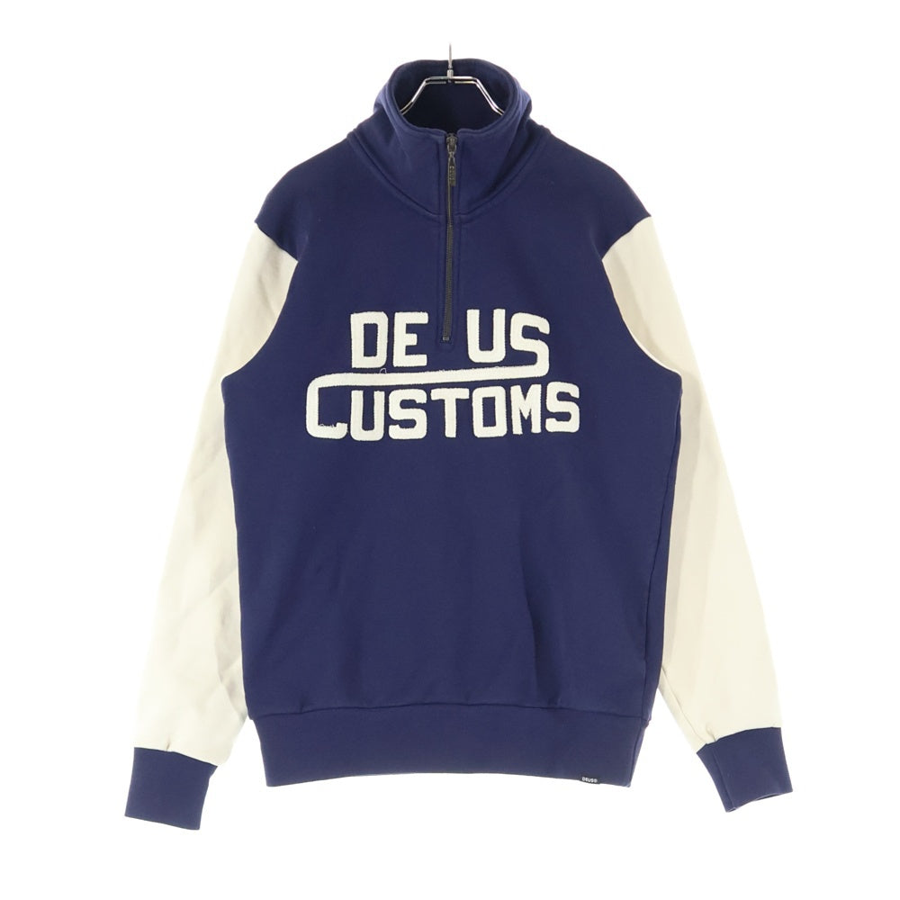DEUS EX MACHINA(デウスエクスマキナ) Marston Zip Sweater ハーフジップ ハイネックスウェットトレーナー ネイビー DMF98910