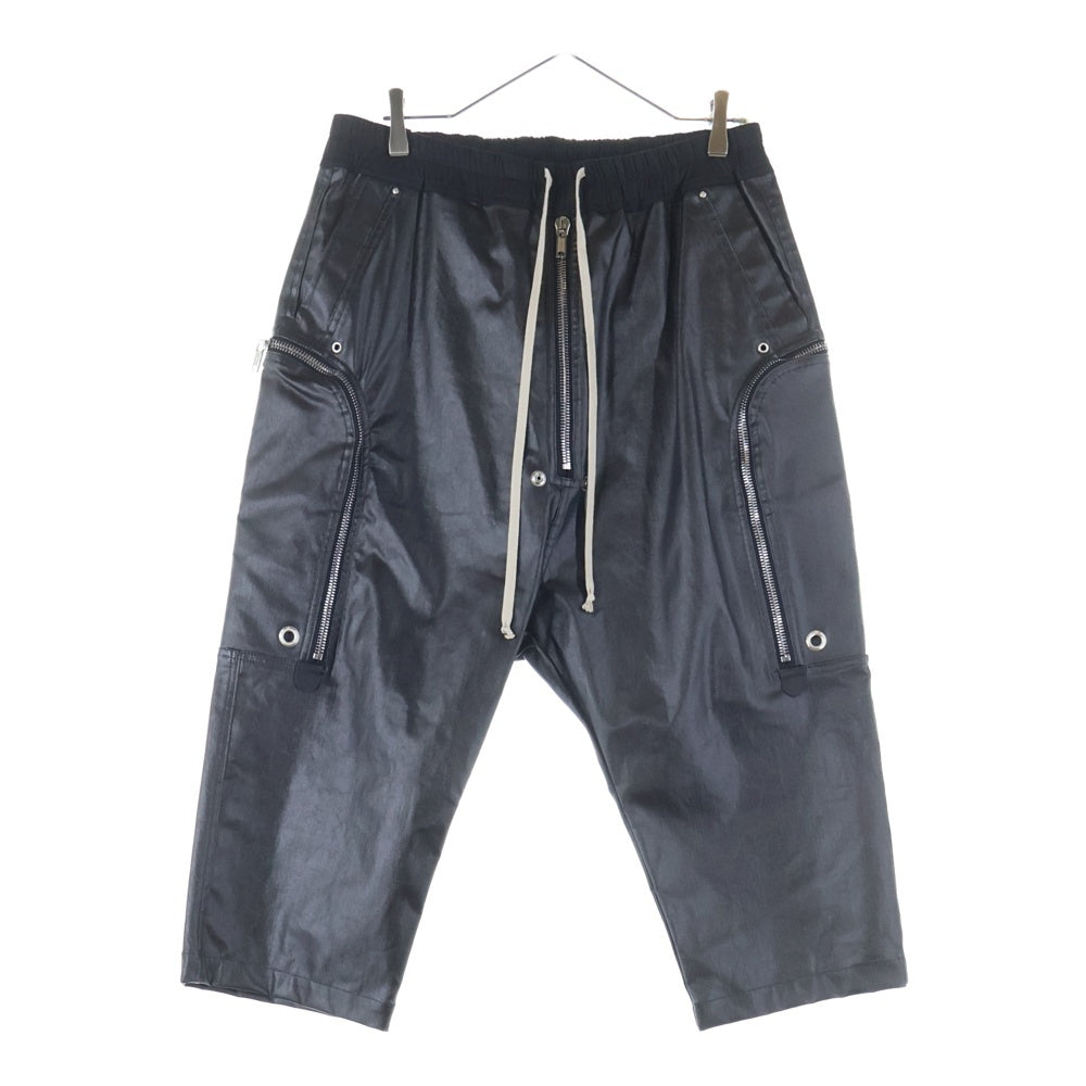 Rick Owens リックオウエンス 24SS Zipper Trimming コーティング加工 ジッパートリミングドローストリングパンツ ブラック RU01D3348-SCT Rick Owens(リックオウエンス) 24SS Zipper Trimming コーティング加工
