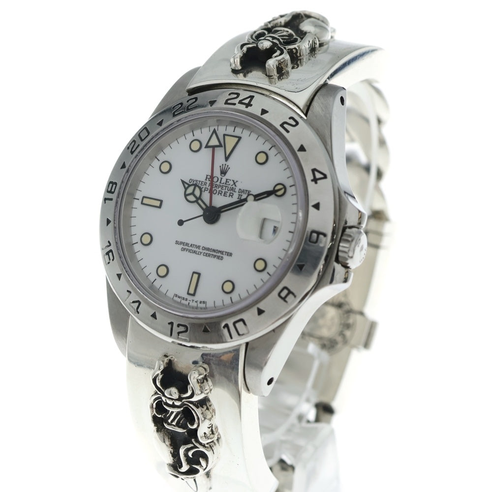 CHROME HEARTS(クロムハーツ) ×ROLEX Explorer2 DAGGER CLASSIC 166570 ロレックス エクスプローラー2 クラシック ダガーハート リンク ウォッチブレス 腕時計 シルバー