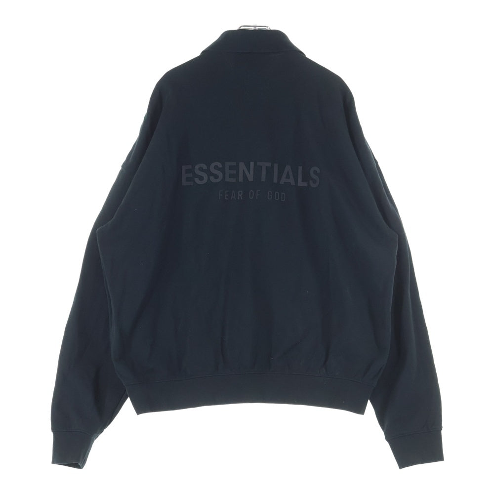 FEAR OF GOD ESSENTIALS(フィアオブゴッド エッセンシャルズ) フロントロゴ コットン 長袖ポロシャツ ブラック