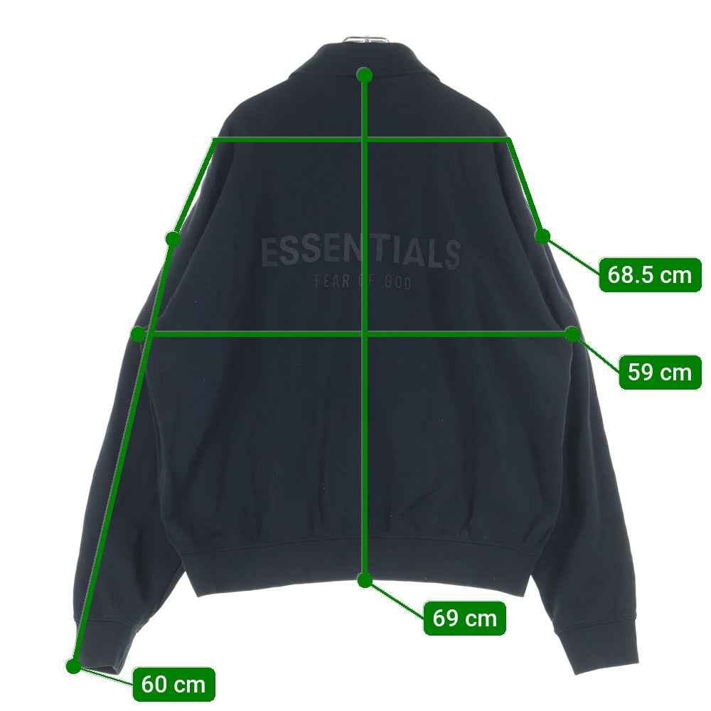 FEAR OF GOD ESSENTIALS(フィアオブゴッド エッセンシャルズ) フロントロゴ コットン 長袖ポロシャツ ブラック
