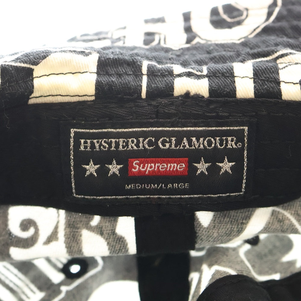 SUPREME(シュプリーム) ×HYSTERIC GLAMOUR Text Bell Hat ヒステリックグラマー バケットハット 帽子 ブラック/ホワイト