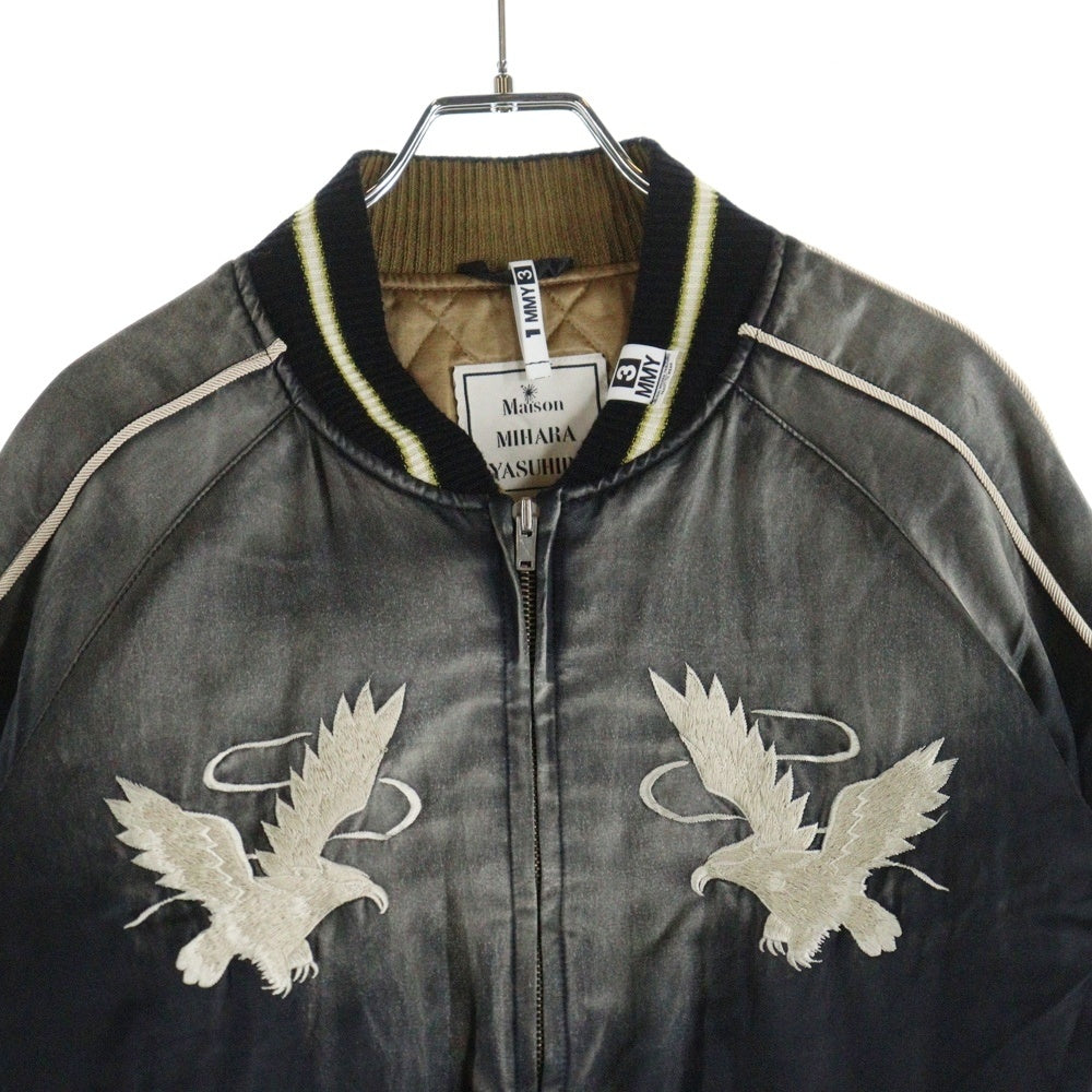 MAISON MIHARAYASUHIRO(メゾンミハラヤスヒロ) SOUVENIR JACKET ダメージ加工 スーベニアジャケット スカジャン ブラック J14BL141