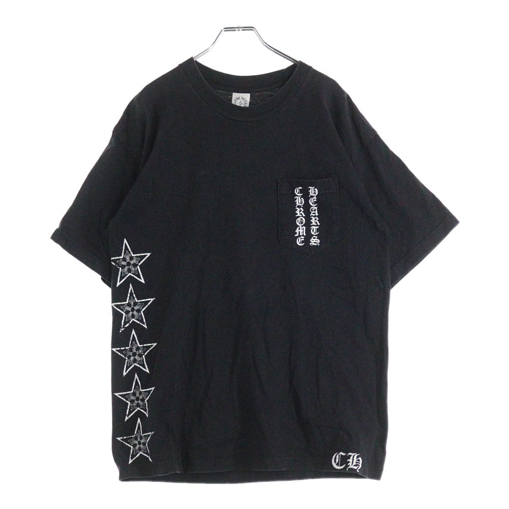 CHROME HEARTS(クロムハーツ) OLD CH T-SHRT オールド サイドスター ラベルクラックプリント 半袖Tシャツ カットソー ブラック