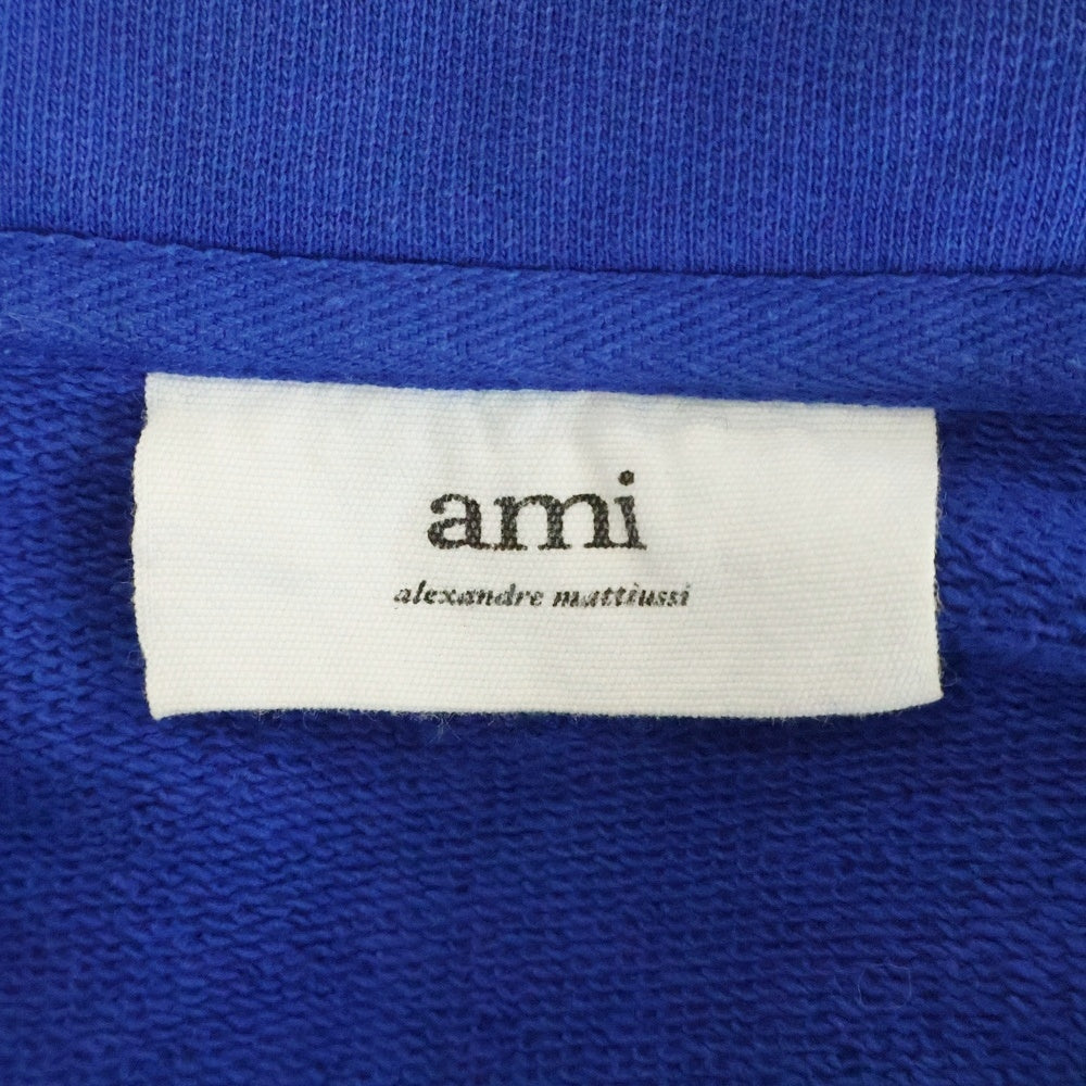 AMI Alexandre Mattiussi(アミアレクサンドルマテュッシ) Ami De Coeur Zipped Sweatshirt ハートロゴ刺繍 ハーフジップ ハイネックスウェットトレーナー ブルー A21HJ009.730