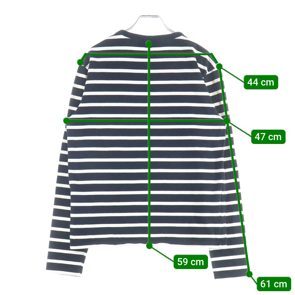 AMI Alexandre Mattiussi(アミアレクサンドルマテュッシ) L/S T-Shirt ハートロゴ刺繍 ボーダー長袖Tシャツ ロンT ブラック SPEH18J104.72