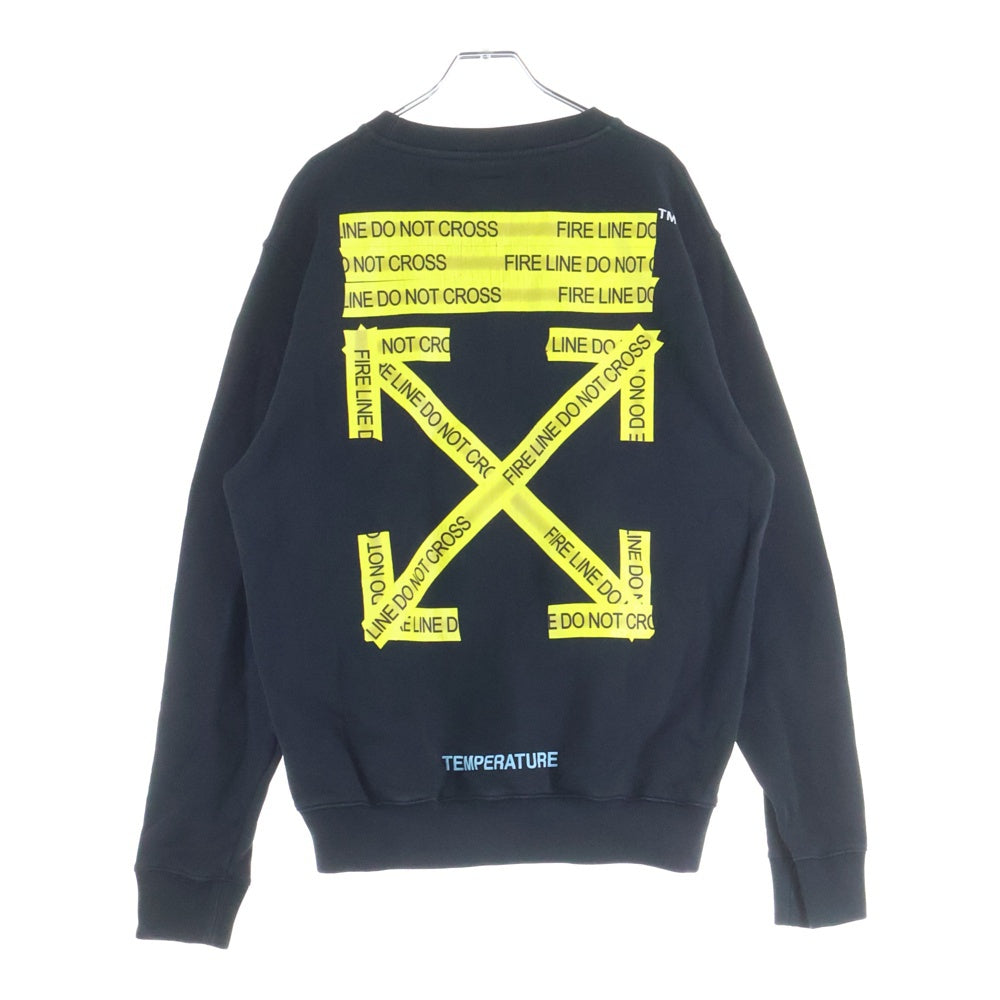 OFF-WHITE(オフホワイト) 18SS Fire Tape Sweatshirt クルーネックスウェットトレーナー ブラック