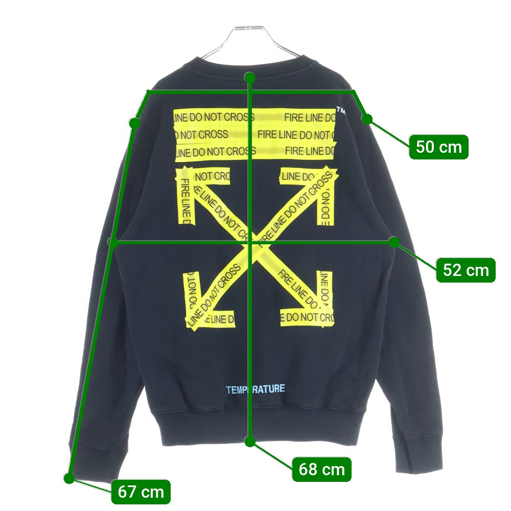 OFF-WHITE(オフホワイト) 18SS Fire Tape Sweatshirt クルーネックスウェットトレーナー ブラック