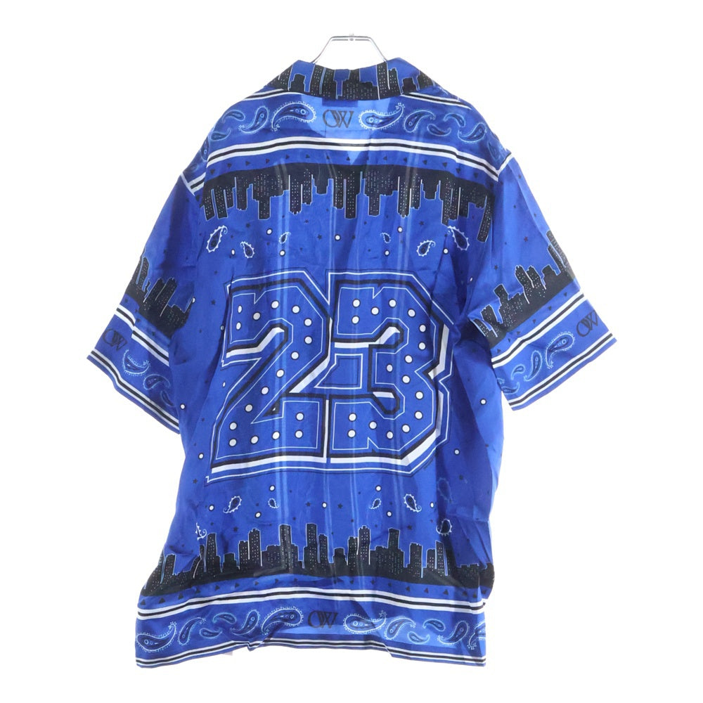 OFF-WHITE(オフホワイト) 24SS Bandana Bowling Shirt バンダナボウリングシャツ 総柄レーヨン半袖シャツ ブルー OMGG013S24FAB0034646