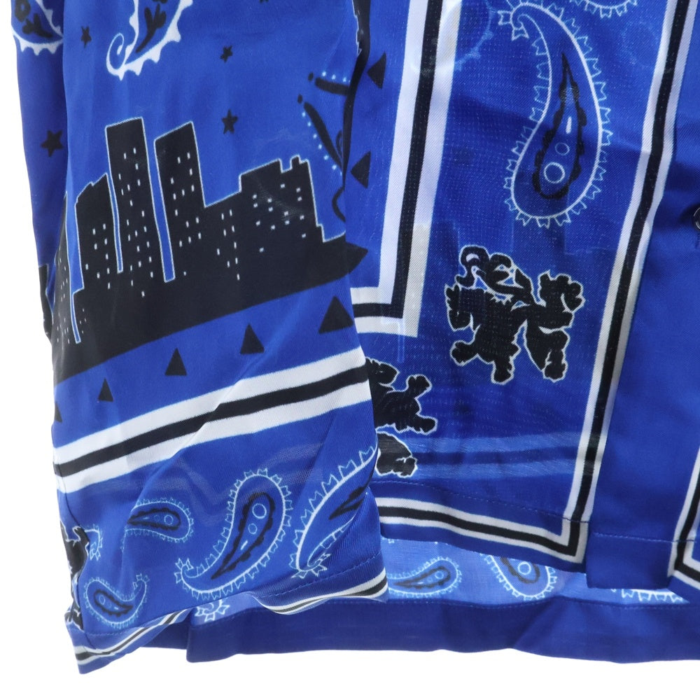OFF-WHITE(オフホワイト) 24SS Bandana Bowling Shirt バンダナボウリングシャツ 総柄レーヨン半袖シャツ ブルー OMGG013S24FAB0034646