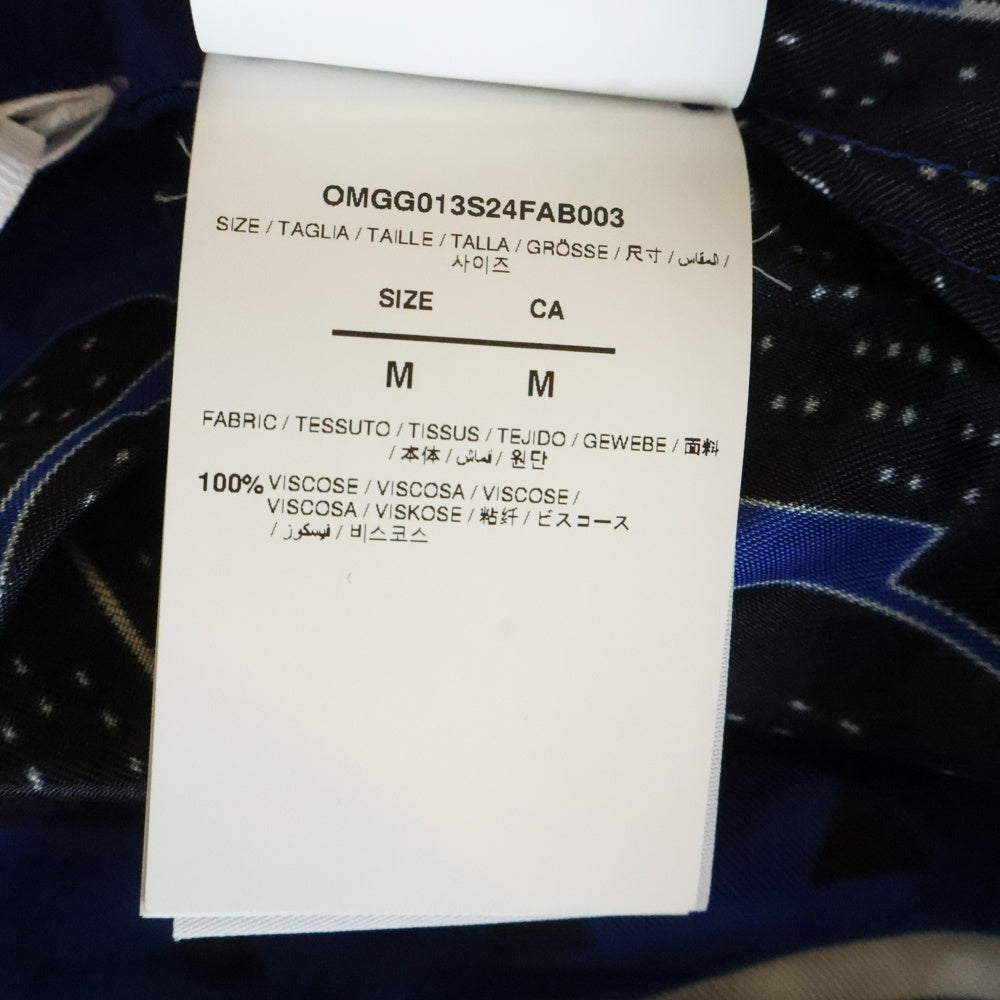 OFF-WHITE(オフホワイト) 24SS Bandana Bowling Shirt バンダナボウリングシャツ 総柄レーヨン半袖シャツ ブルー OMGG013S24FAB0034646