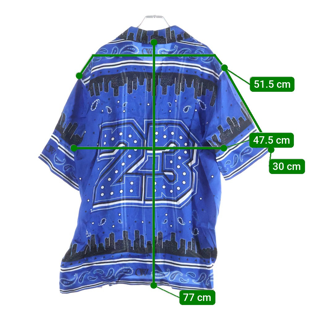 OFF-WHITE(オフホワイト) 24SS Bandana Bowling Shirt バンダナボウリングシャツ 総柄レーヨン半袖シャツ ブルー OMGG013S24FAB0034646