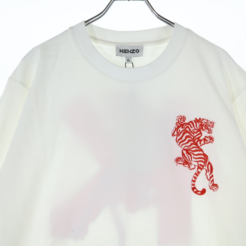 KENZO(ケンゾー) Climbing Tiger Cotton T-Shirt タイガー刺繍 半袖Tシャツ ホワイト FC55TS082CSB