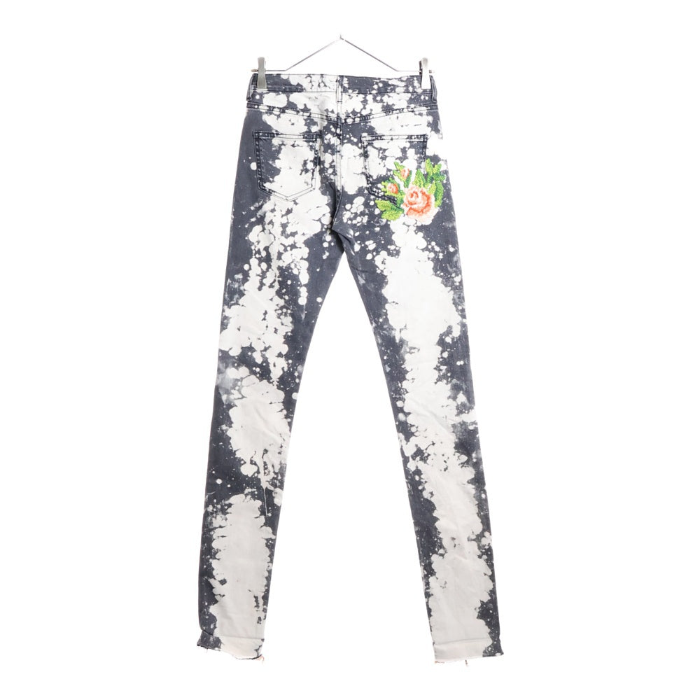 GUCCI(グッチ) 17SS ミケーレ初期 Tie Die Deinm Pants 刺繍 タイダイ ブリーチ加工デニムパンツ ストレートパンツ グレー
