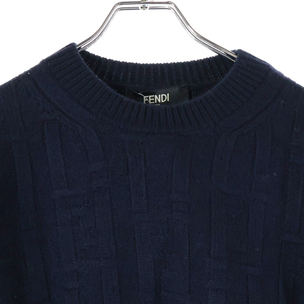 FENDI(フェンディ) Wool Knit Sweater クルーネックウールニットセーター ネイビー FZX062 AQL1