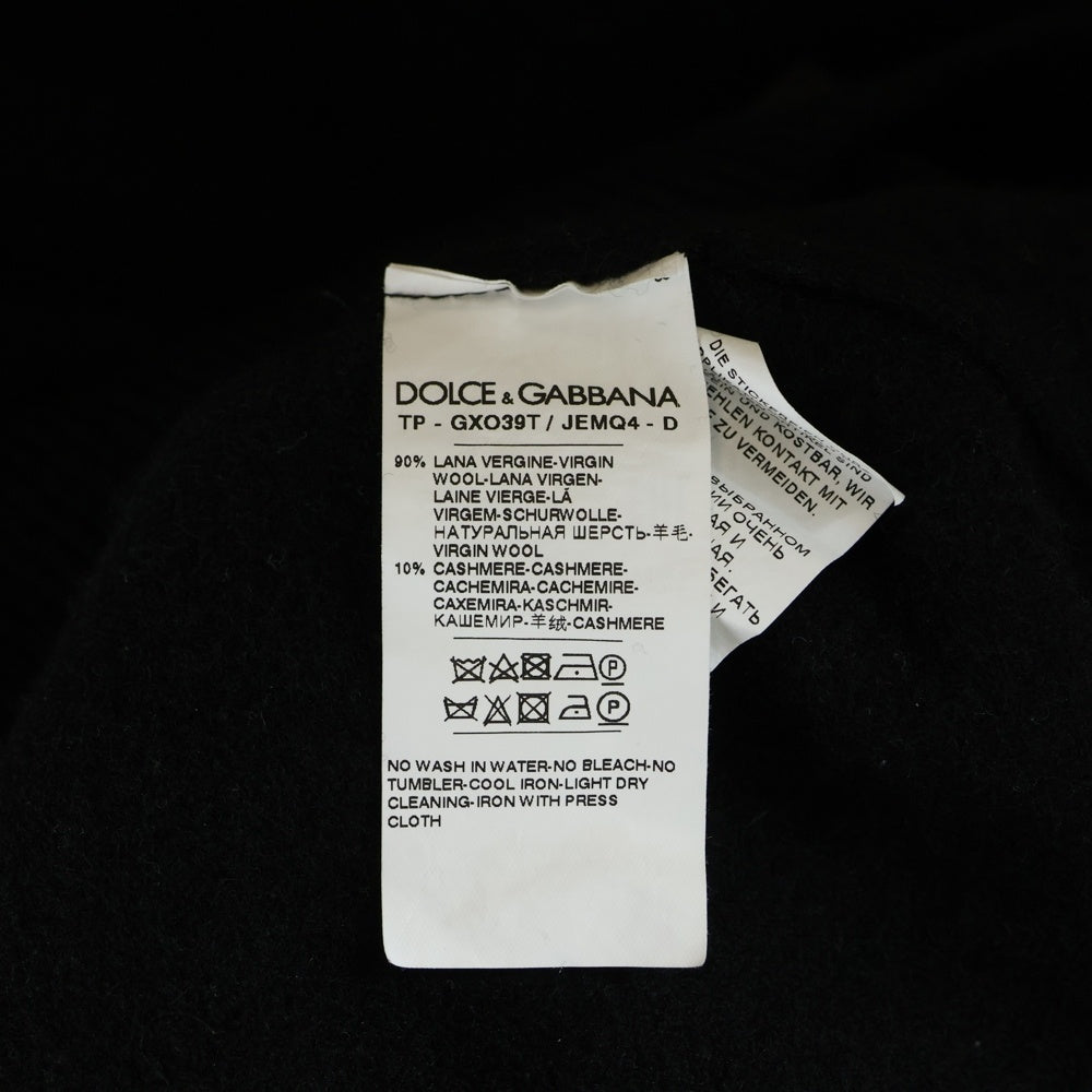 DOLCE & GABBANA(ドルチェアンドガッバーナ) Logo Sweater ロゴプレート クルーネックウールニットセーター ブラック GXO39T JEMQ4