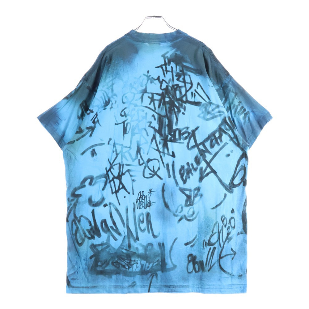 BALENCIAGA(バレンシアガ) 23SS Skater T-Shirt デストロイ スケーター ダメージ加工半袖Tシャツ ブルー 739028 TOVA7