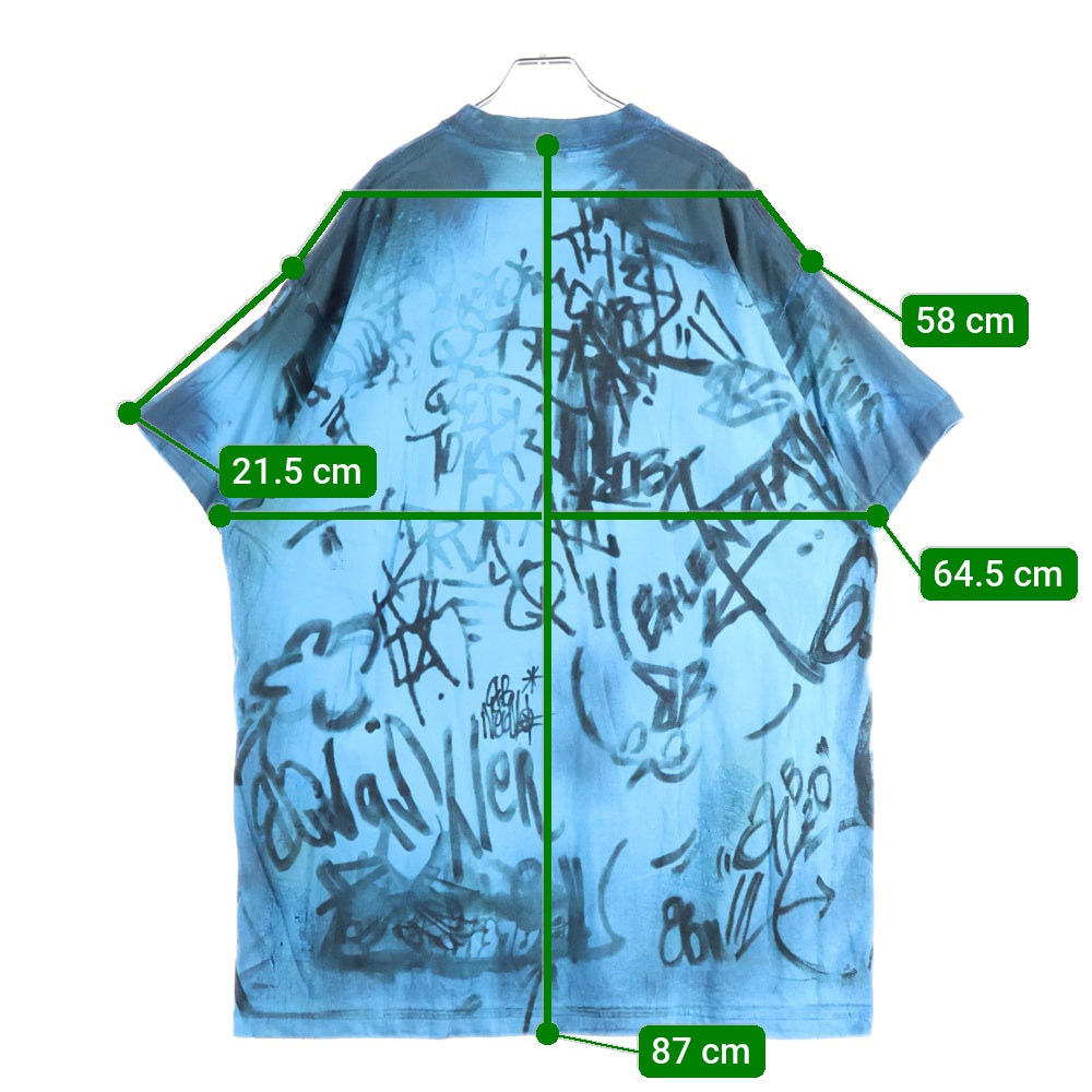 BALENCIAGA(バレンシアガ) 23SS Skater T-Shirt デストロイ スケーター ダメージ加工半袖Tシャツ ブルー 739028 TOVA7