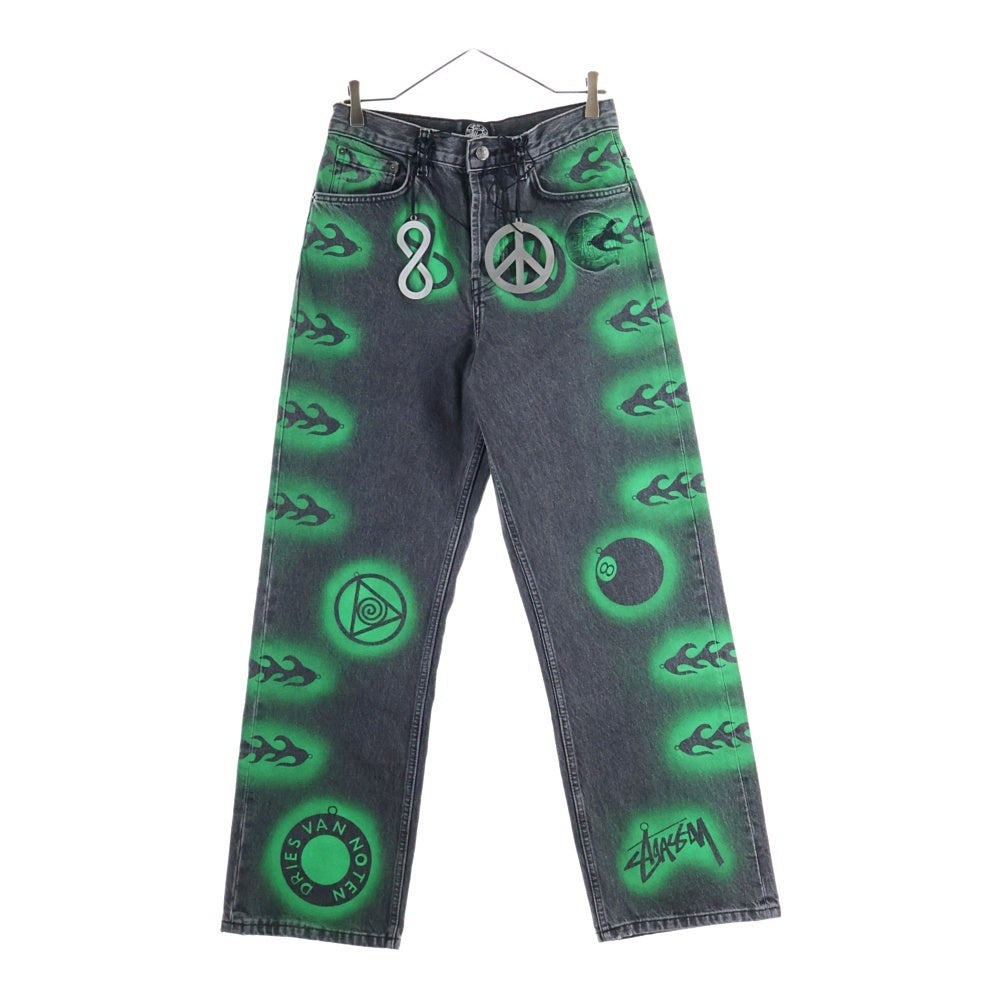 STUSSY(ステューシー) 24AW ×Dries Van Noten Hand-Stencilled Jeans ドリスヴァンノッテン ハンドステンシル ジーンズ グレー