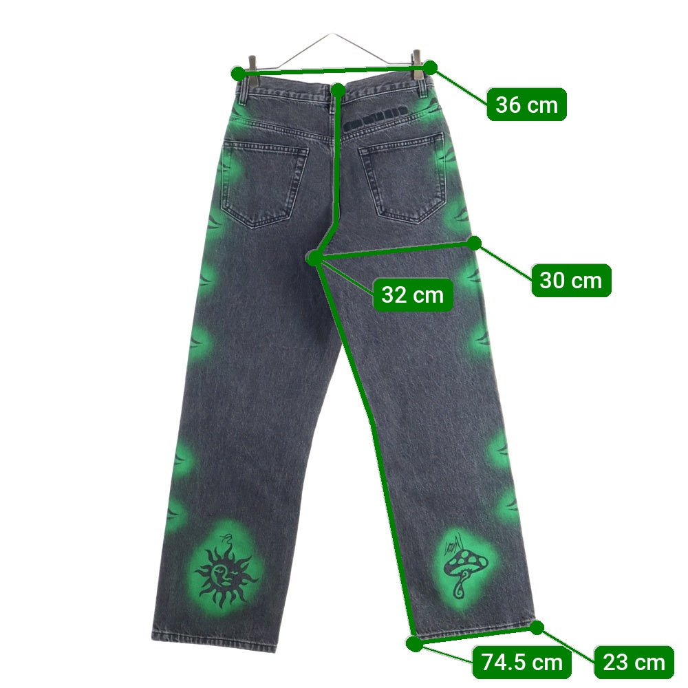 STUSSY(ステューシー) 24AW ×Dries Van Noten Hand-Stencilled Jeans ドリスヴァンノッテン ハンドステンシル ジーンズ グレー