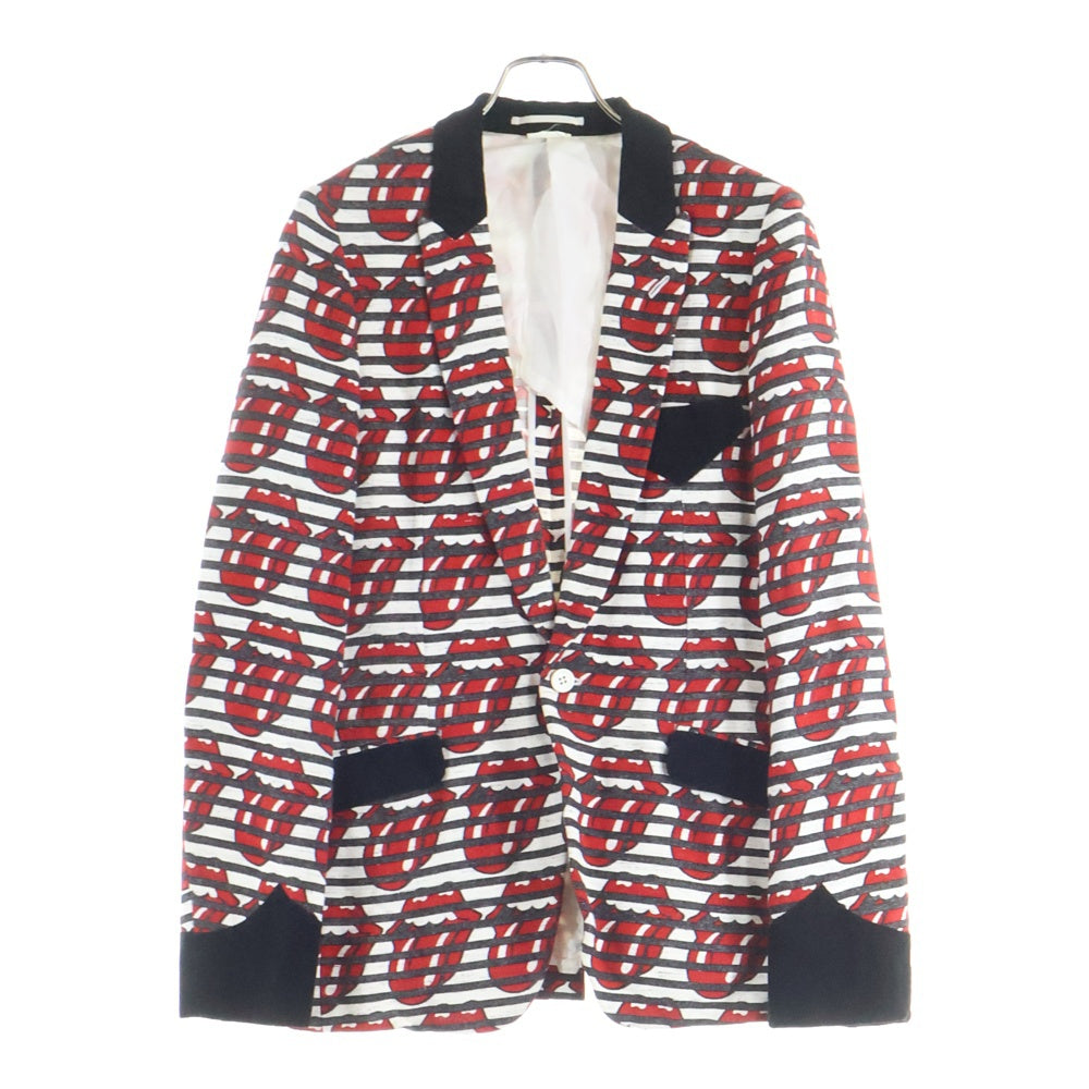 COMME des GARCONS HOMME PLUS(コムデギャルソンオムプリュス) 06SS × ローリングストーンズ 総柄セットアップ テーラードジャケット パンツ レッド PQ-J037/PQ-P029