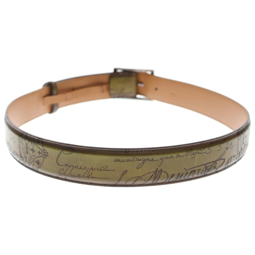 Berluti(ベルルッティ) スクエアバックル カリグラフィ スクリット クラシックベルト ブラウン 95/38 L0169