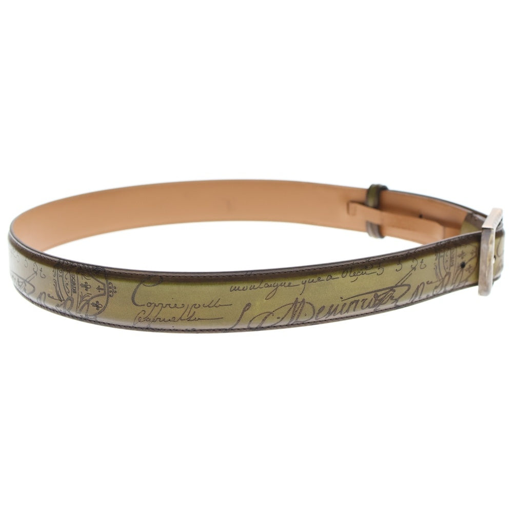 Berluti(ベルルッティ) スクエアバックル カリグラフィ スクリット クラシックベルト ブラウン 95/38 L0169