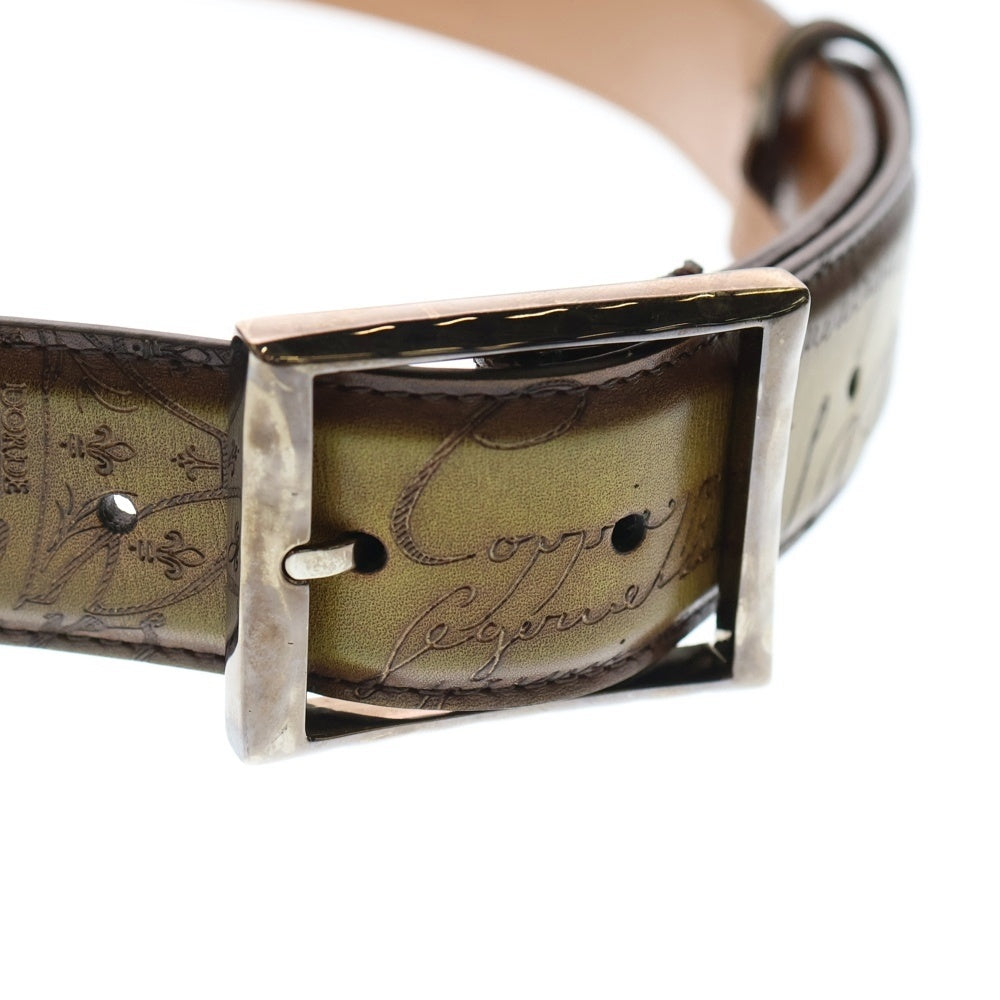 Berluti(ベルルッティ) スクエアバックル カリグラフィ スクリット クラシックベルト ブラウン 95/38 L0169